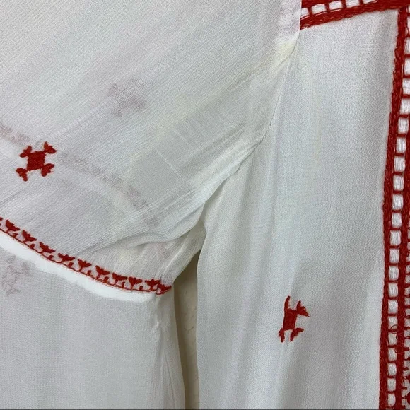 FLOREAT White Boho Blouse Red Embroidery 8 - Picture 13 of 13